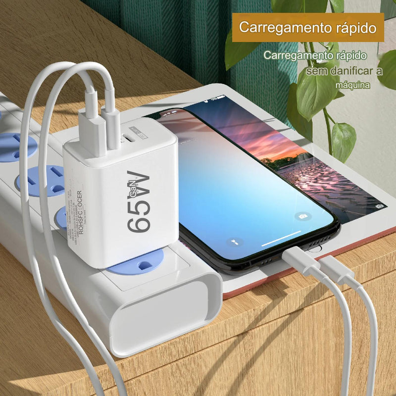 Carregador 65W Type C: Carregamento rápido e eficiente para todos os seus dispositivos - ATMOSPHERE SHOP